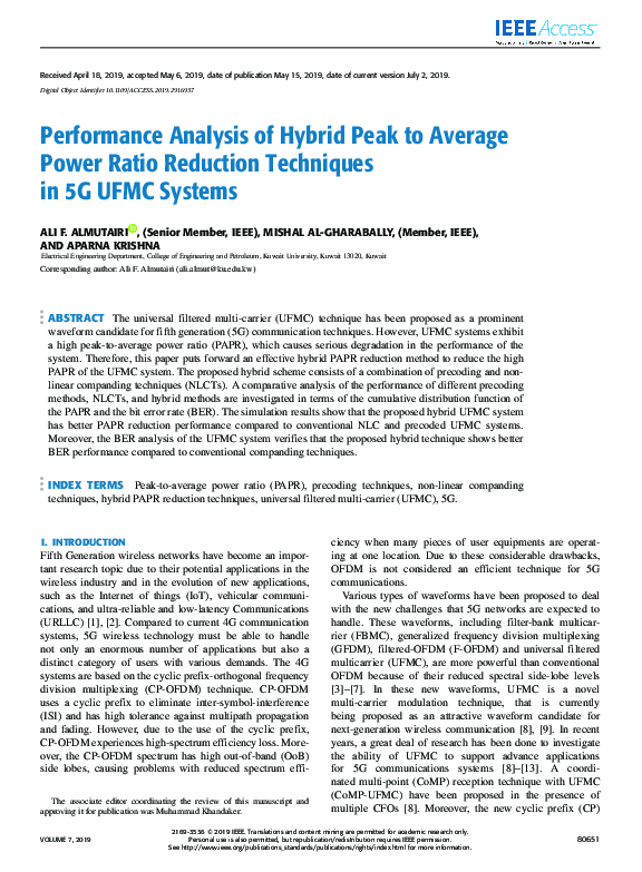 (PDF) Performance Analysis of Hybrid Peak to Average Power Ratio ...
