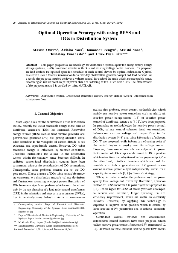 (PDF) Optimal Operation Strategy with using BESS and DGs in ...