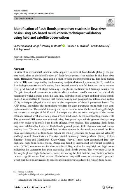 (PDF) Identification of flash-floods-prone river reaches in Beas river ...