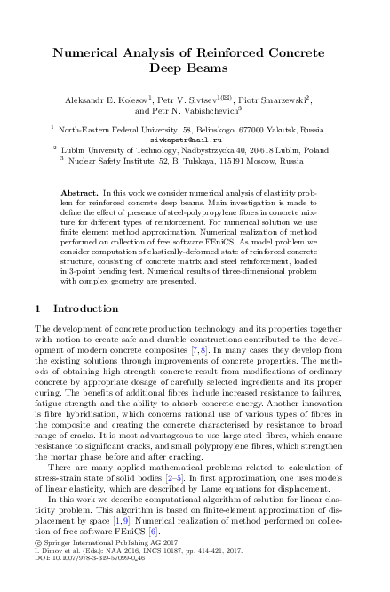 (PDF) Numerical Analysis of Reinforced Concrete Deep Beams