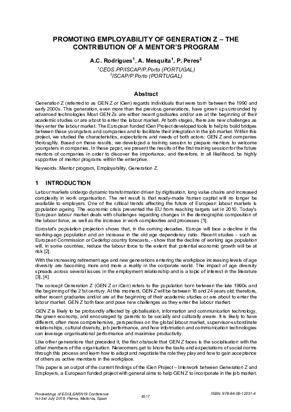 (PDF) Promoting Employability of Generation Z – the Contribution of a ...