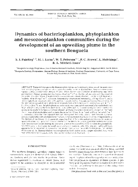 (PDF) Dynamics of bacterioplankton, phytoplankton and mesozooplankton ...