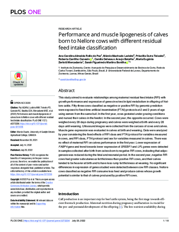 (PDF) Performance and muscle lipogenesis of calves born to Nellore cows ...