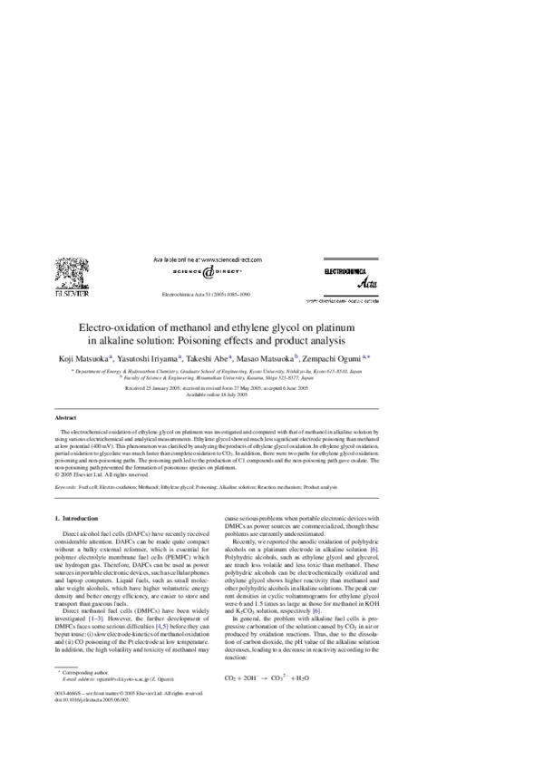 (PDF) Electrooxidation of methanol and ethylene glycol on gold and on ...