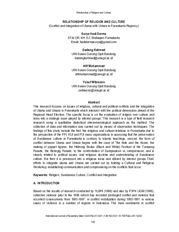 (PDF) Relationship of Religion and Culture