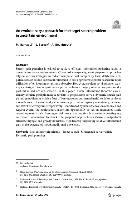 (PDF) An evolutionary approach for the target search problem in ...
