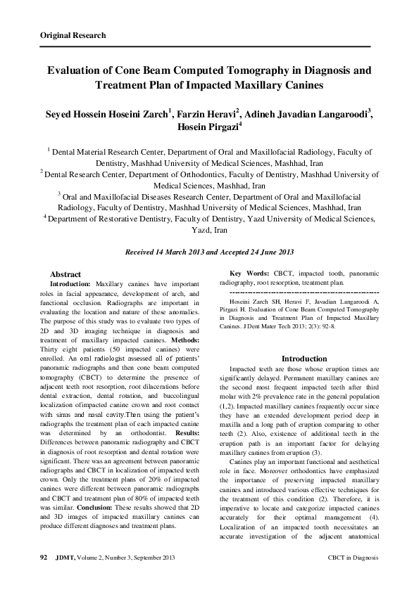 (PDF) Evaluation of cone-beam computed tomography in the diagnosis of ...
