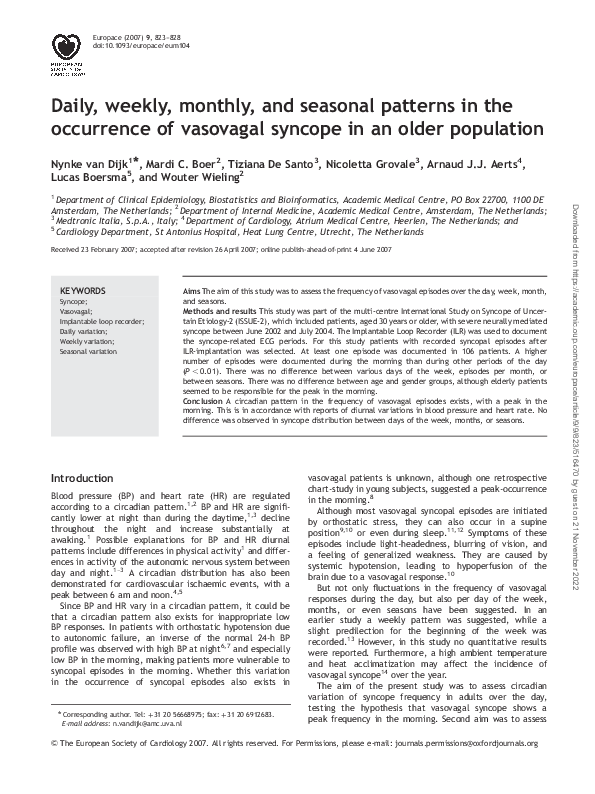 (PDF) Daily, weekly, monthly, and seasonal patterns in the occurrence
