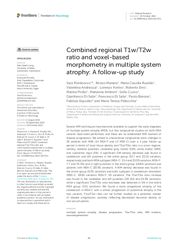 (PDF) Combined regional T1w/T2w ratio and voxel-based morphometry in ...