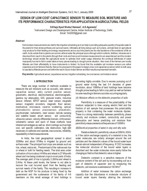 (PDF) Design of Low Cost Capacitance Sensor to Measure Soil Moisture ...