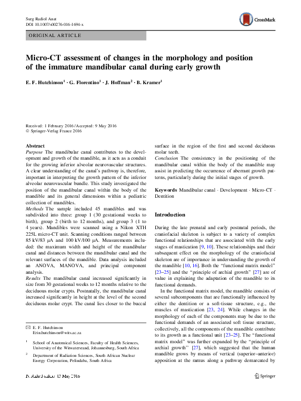 (PDF) Micro-CT assessment of changes in the morphology and position of ...