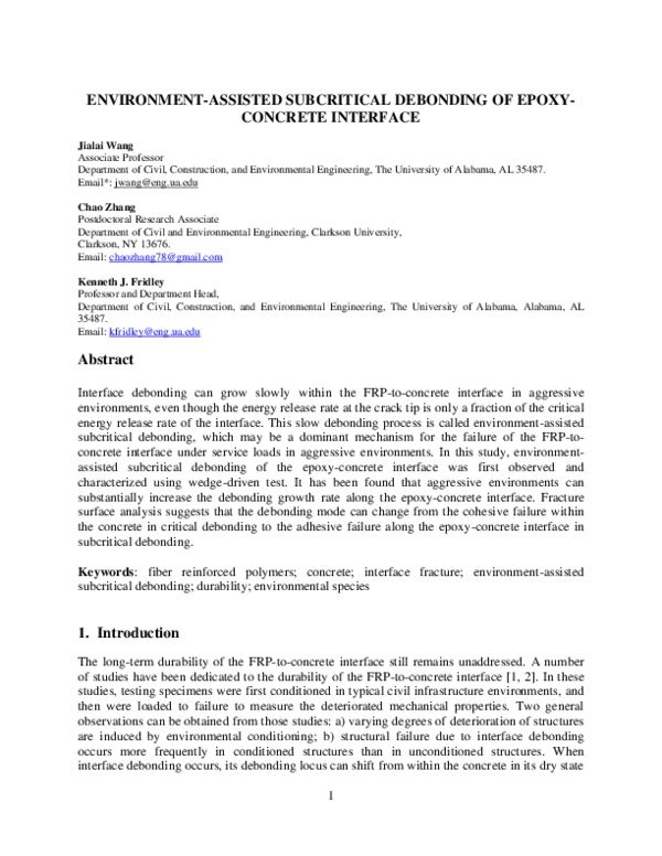 (PDF) Environment-Assisted Subcritical Debonding of Epoxy-Concrete ...