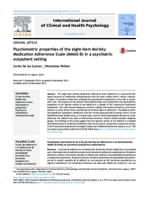(PDF) Psychometric properties of the eight-item Morisky Medication ...