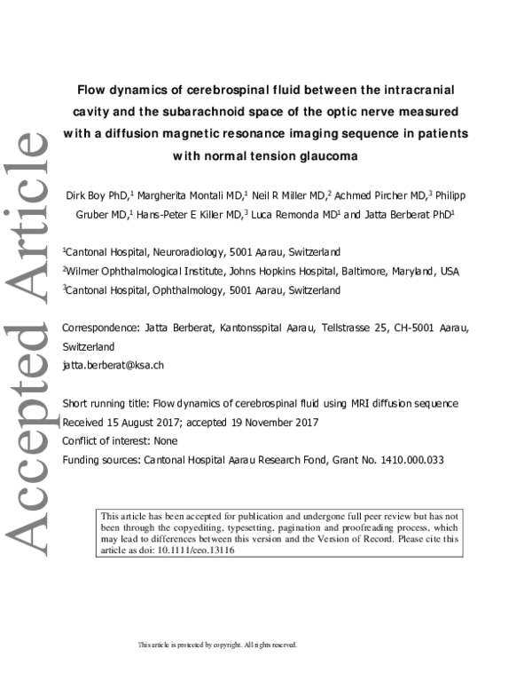 (PDF) Flow dynamics of cerebrospinal fluid between the intracranial ...
