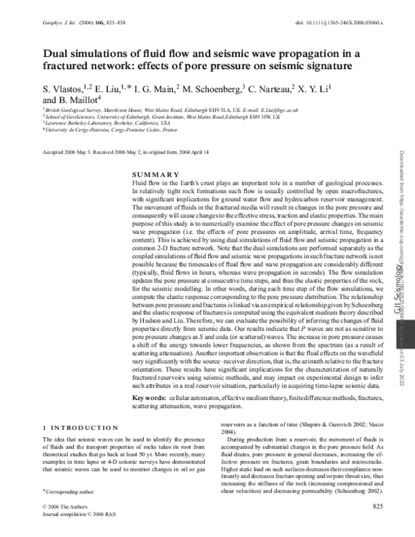 (PDF) Dual simulations of fluid flow and seismic wave propagation in a ...