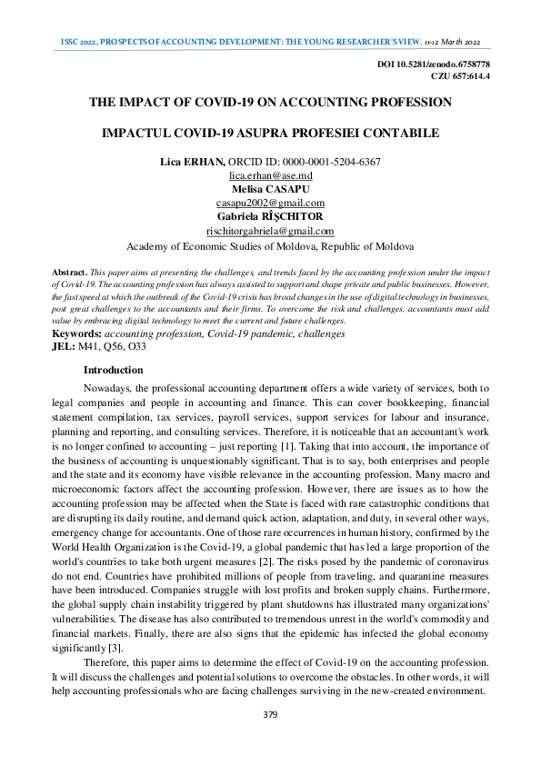 (PDF) The impact of COVID-19 on accounting profession