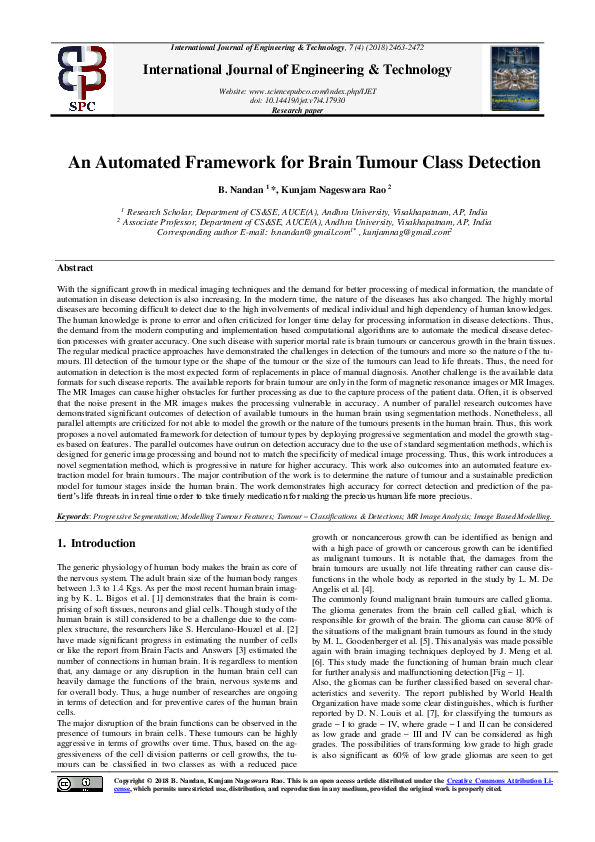 (PDF) An Automated Framework for Brain Tumour Class Detection