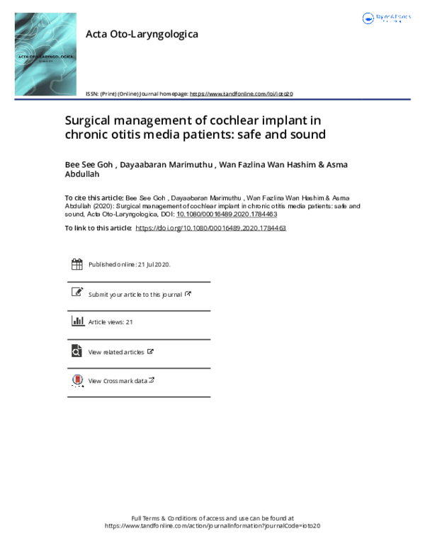(PDF) Surgical management of cochlear implant in chronic otitis media ...
