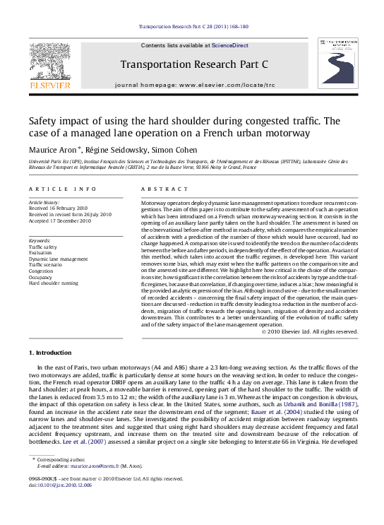 (PDF) Safety impact of using the hard shoulder during congested traffic ...