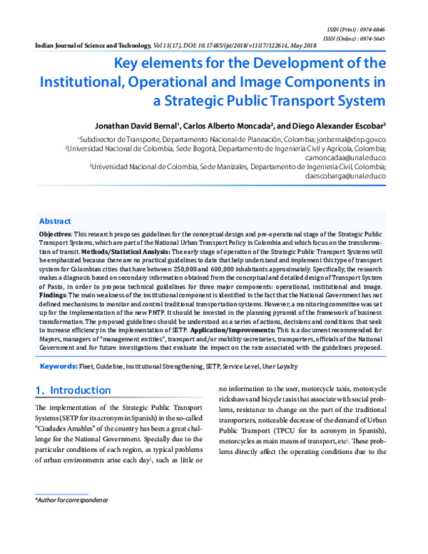 (PDF) Key elements for the development of the institutional ...