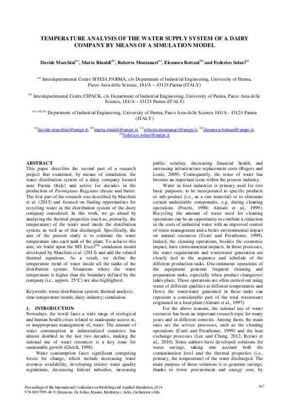 (PDF) Temperature Analysis of the Water Supply System of a Dairy ...