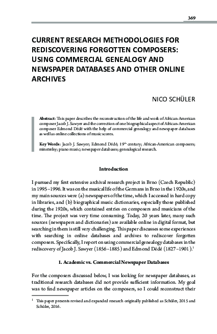 (PDF) Current Research Methodologies for Rediscovering Forgotten ...