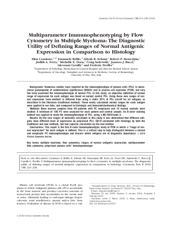 (PDF) Multiparameter immunophenotyping by flow cytometry in multiple ...