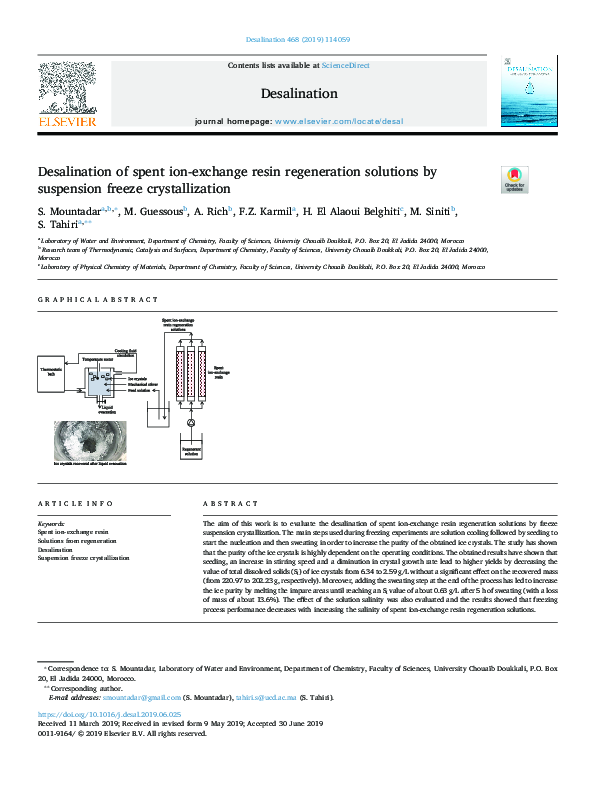 (PDF) Desalination of spent ionexchange resin regeneration solutions