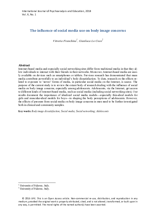 (PDF) The influence of social media use on body image concerns