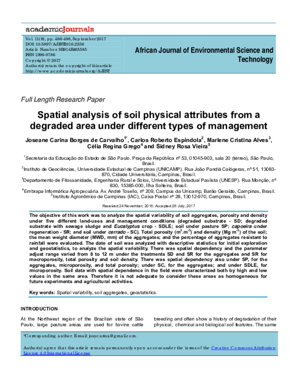 (PDF) Spatial analysis of soil physical attributes from a degraded area ...