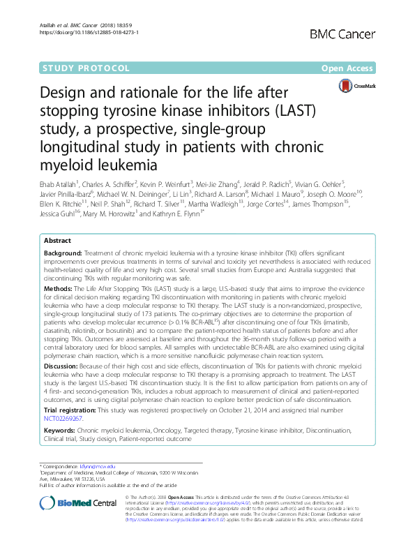 (PDF) Design and rationale for the life after stopping tyrosine kinase ...