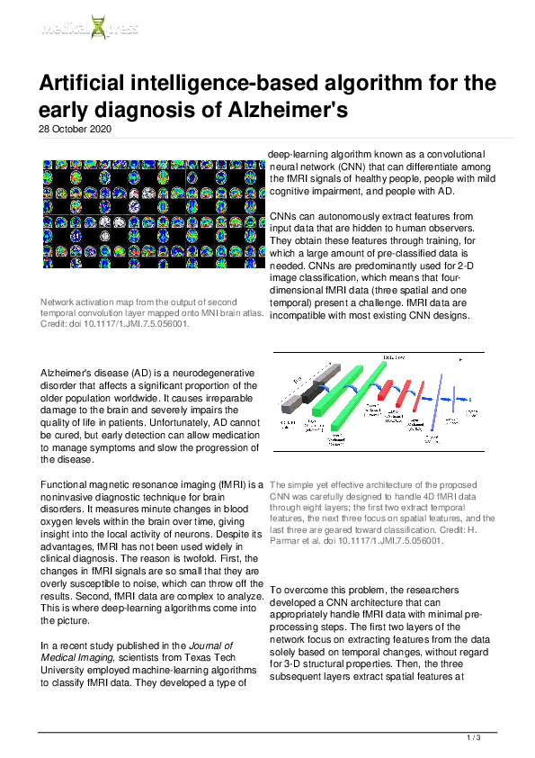 (PDF) Artificial intelligence-based algorithm for the early diagnosis ...