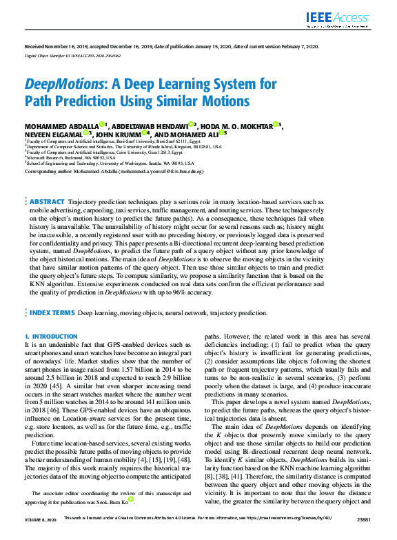 (PDF) $DeepMotions$ : A Deep Learning System for Path Prediction Using ...