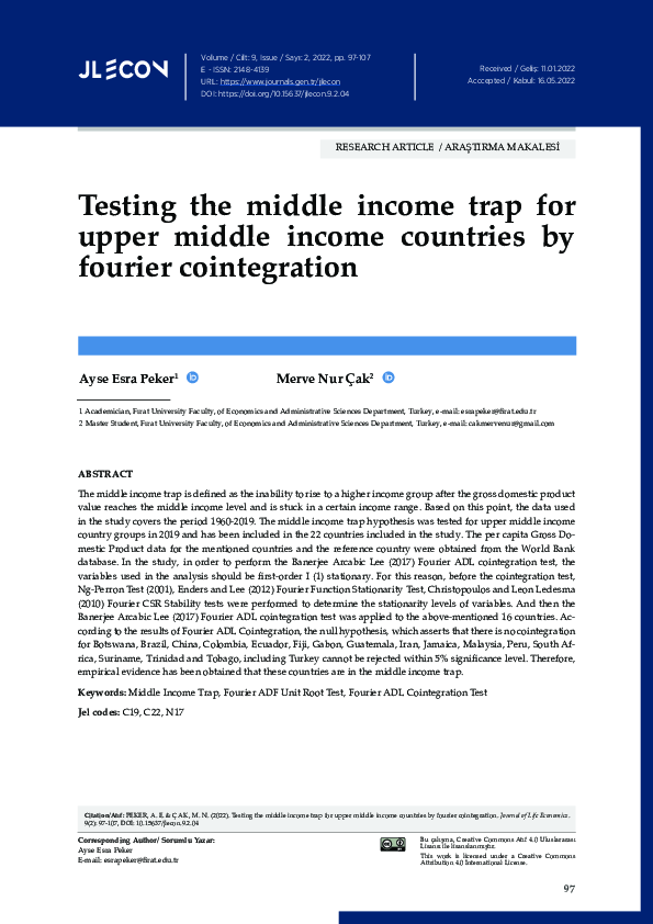 (PDF) Testing the middle income trap for upper middle income countries ...