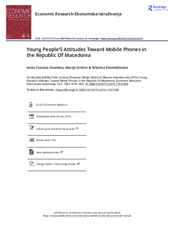(PDF) Young People’S Attitudes Toward Mobile Phones in the Republic Of ...