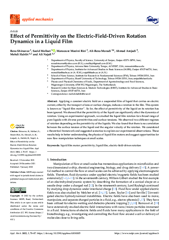 (PDF) Effect of Permittivity on the Electric-Field-Driven Rotation ...