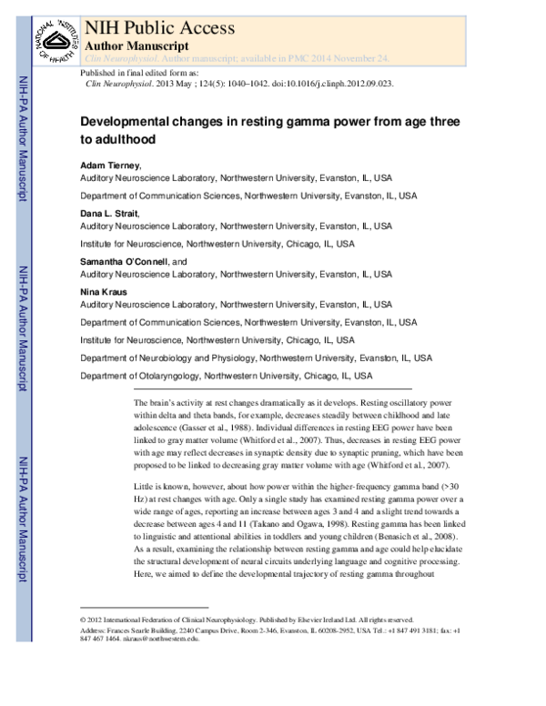 (PDF) Developmental changes in resting gamma power from age three to ...