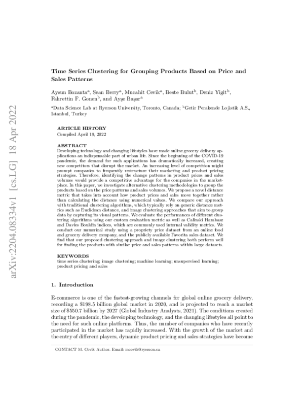 (PDF) Time Series Clustering for Grouping Products Based on Price and ...
