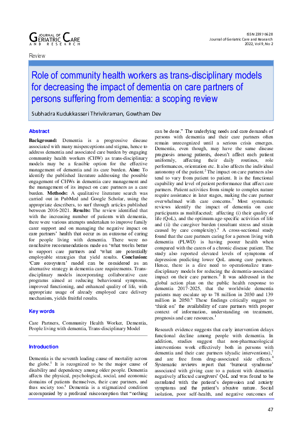 (PDF) Role of community health workers as trans-disciplinary models for ...