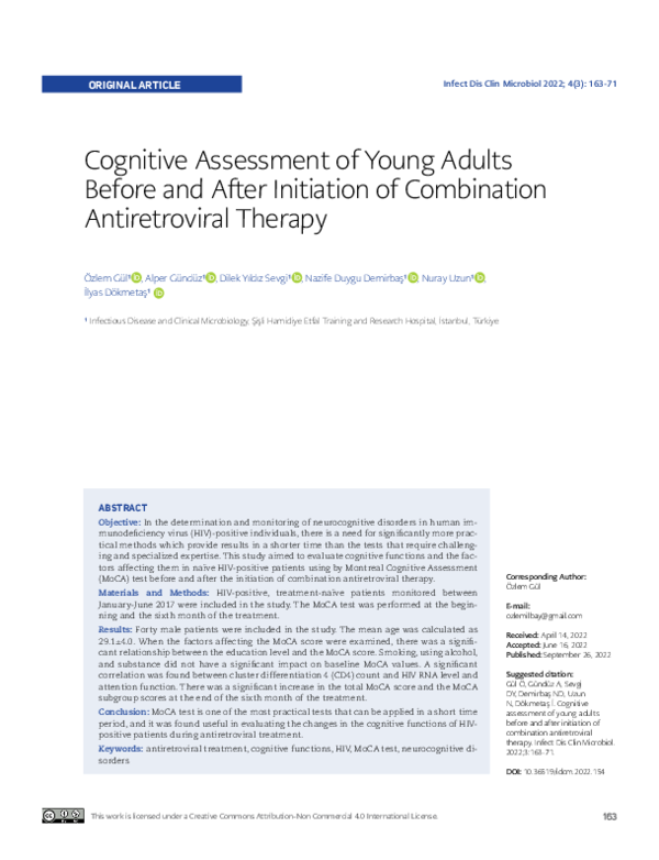 (PDF) Cognitive Assessment of Young Adults Before and After Initiation ...
