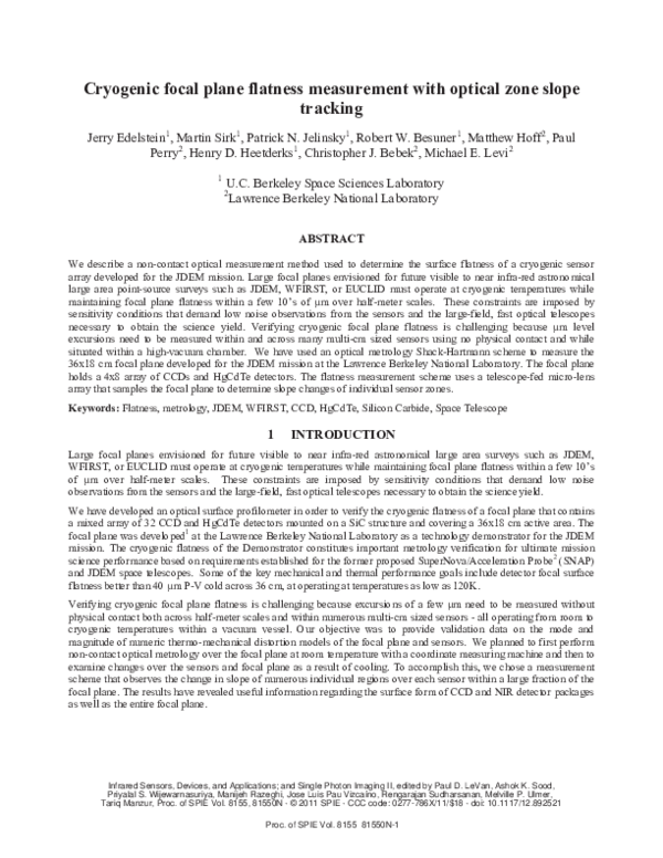 (PDF) Cryogenic focal plane flatness measurement with optical zone ...