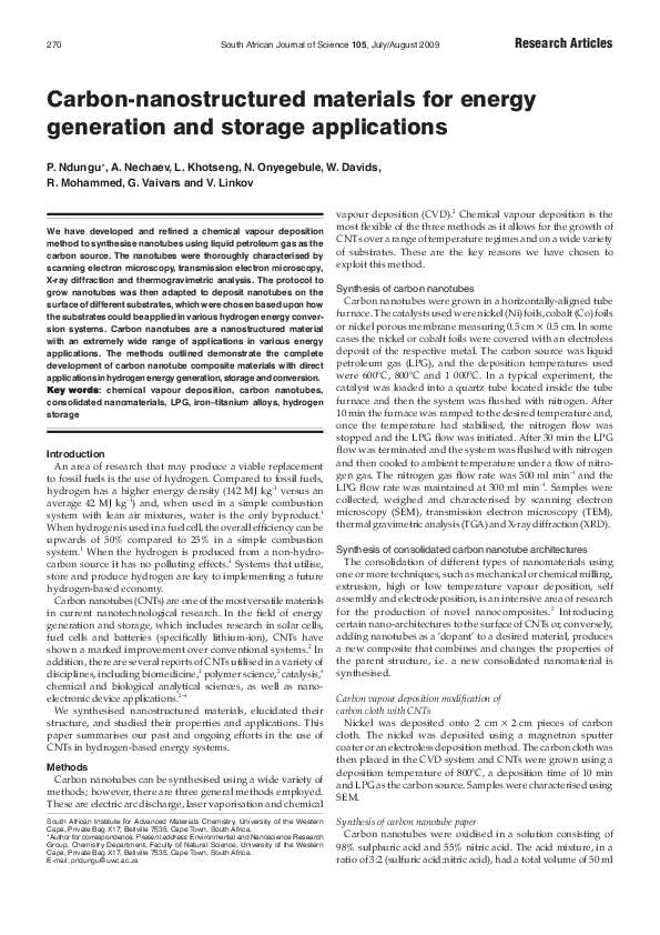 (PDF) Carbon-nanostructured materials for energy generation and storage ...