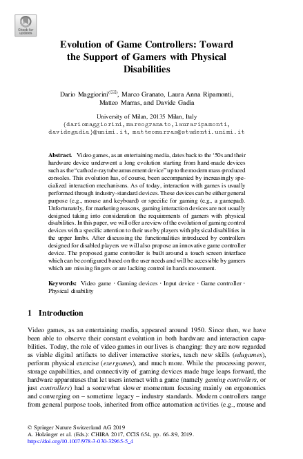 (PDF) Evolution of Game Controllers: Toward the Support of Gamers with ...