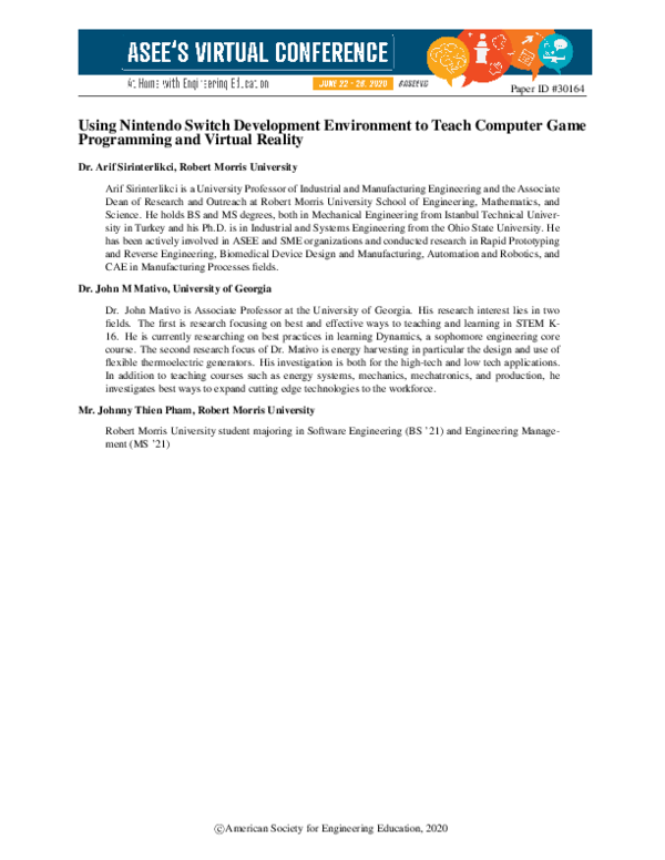 (PDF) Using Nintendo Switch Development Environment to Teach Computer ...