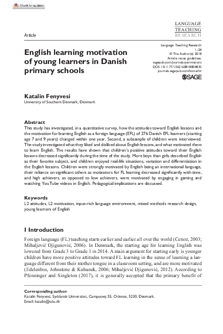 (PDF) English learning motivation of young learners in Danish primary ...