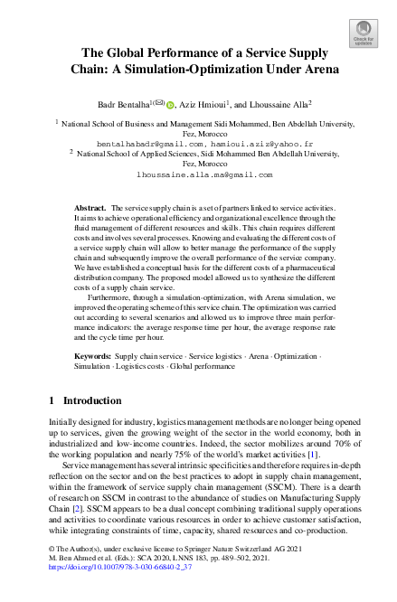 (PDF) The Global Performance of a Service Supply Chain: A Simulation ...
