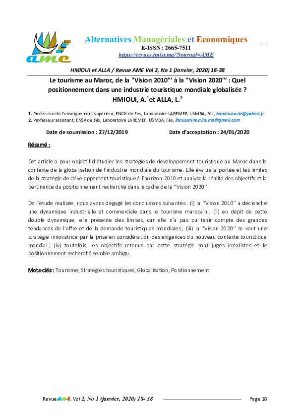 (PDF) Le tourisme au Maroc, de la 
