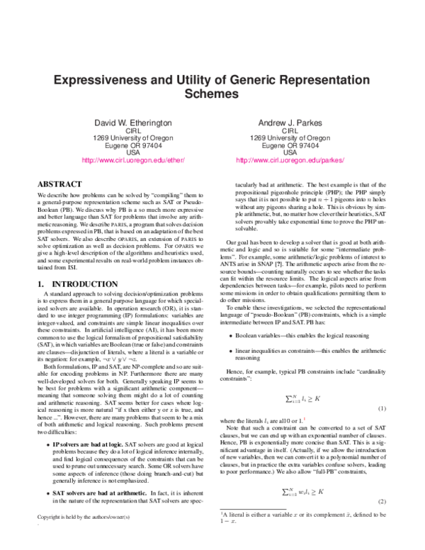 (PDF) Expressiveness and Utility of Generic Representation Schemes