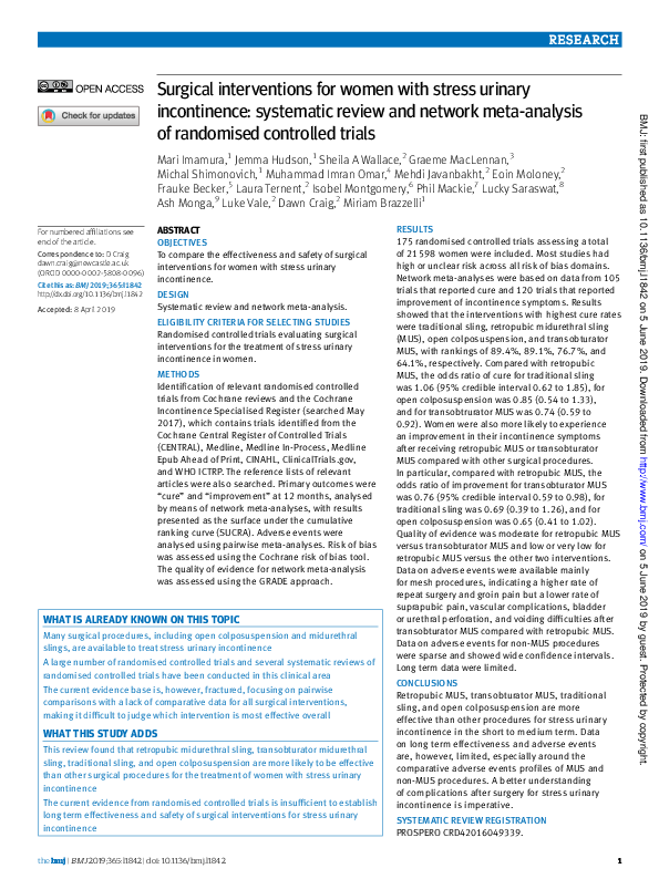 (PDF) Surgical Treatment of Recurrent Stress Urinary Incontinence in ...
