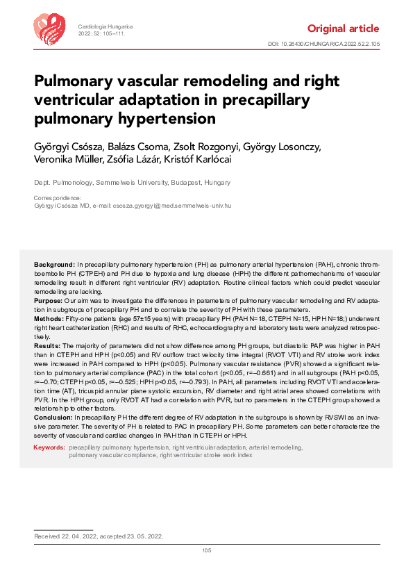 (PDF) Pulmonary vascular remodeling and right ventricular adaptation in ...